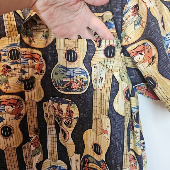 RJC Men's Ukulele Hawaiian Tropical Luau Casual Vacation Button-down Size XL - Picture 5 of 11